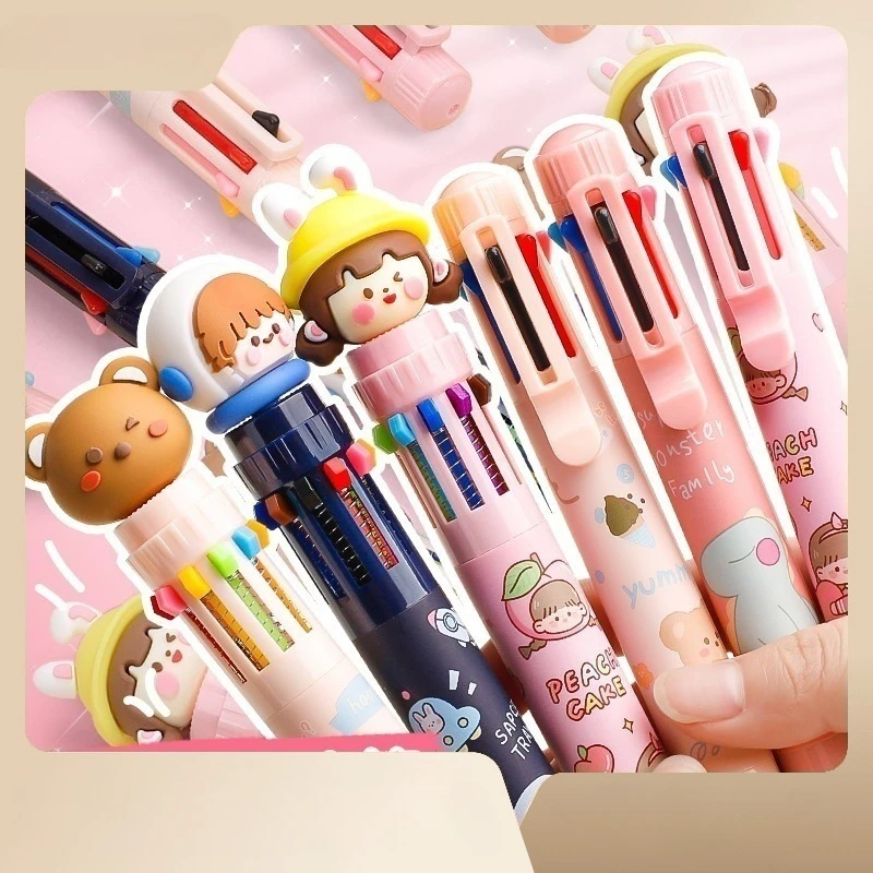 

8/10 Color Ballpoint Pen Press Type Multi Color for Primary School Students To Take Notes in One Color Ballpoint Pens