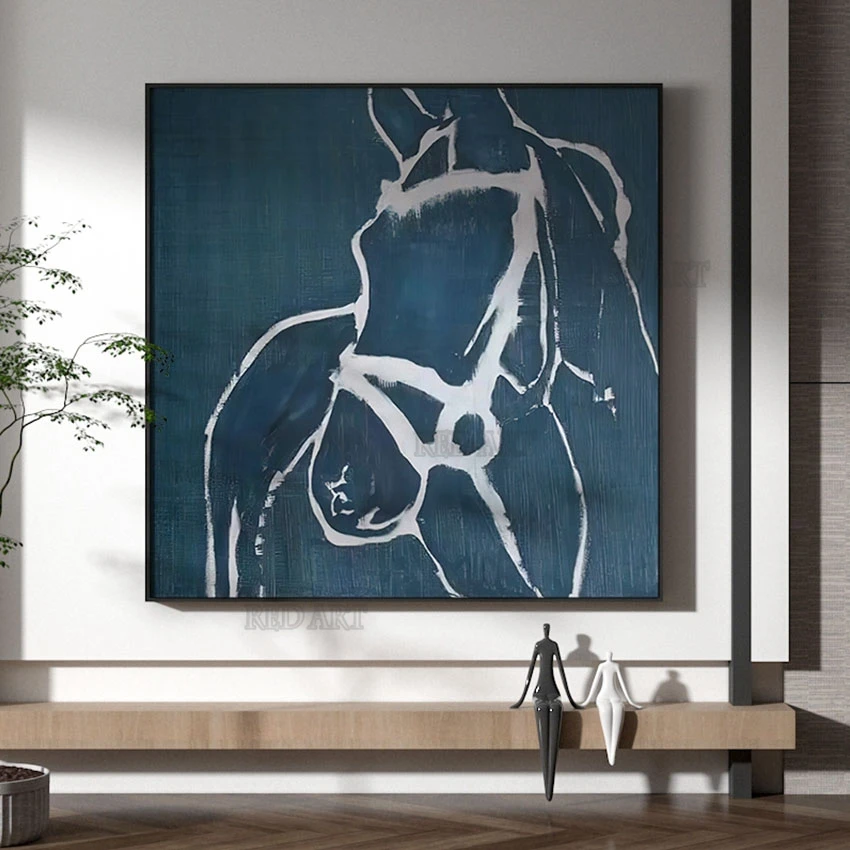

Настенный декор абстрактная голова лошади картина оригинальная картина маслом новейший дизайн без рамки спальня настенное украшение иску...