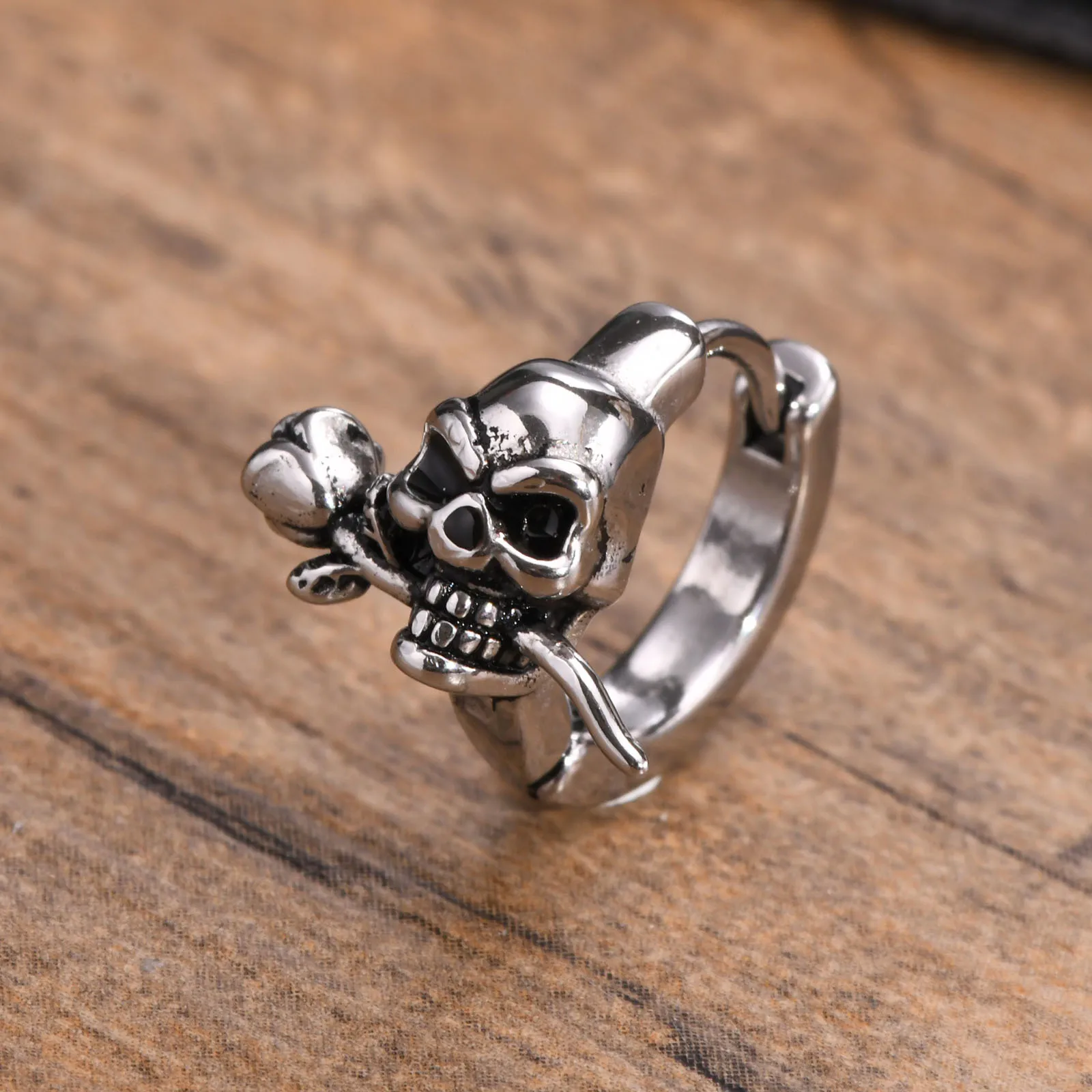 

Rock Punk Skull Skeleton Stud Earrings for Men,New Gothic Stainless Steel Hoops Huggie Earring Cocktail Party Gift Jewelry