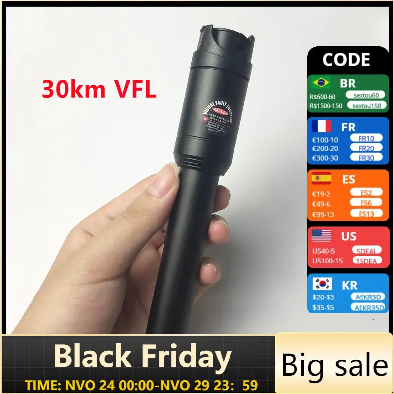 Fiber Optic Cable Tester Pen 30km Visual Fault Locator  30mW Fiber Test Light Pen 20mW Detection Light Mini Red Light Pen