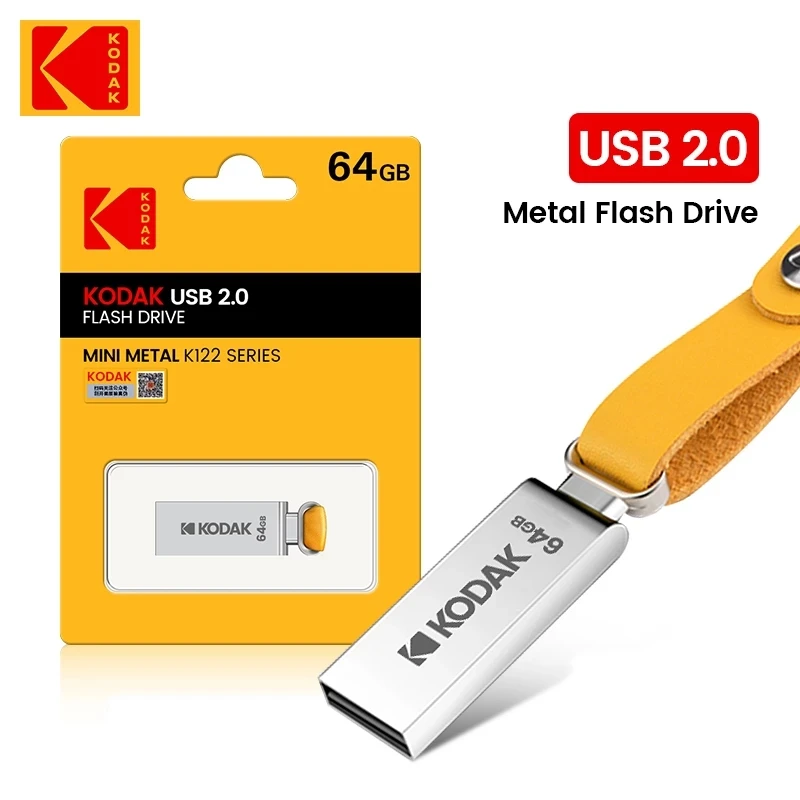 

KODAK USB2.0 USB Flash Drive Metal Pendrive USB3.0 16GB 32GB 64GB 128GB Mini Memoria Usb Leather Landyard for Keys Usb-Stick