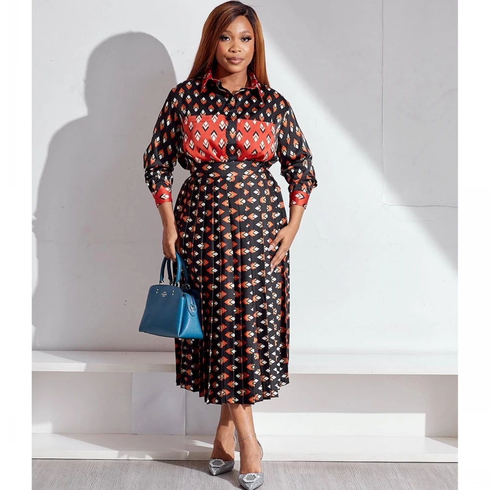 

Африканские платья для женщин, комплект из 2 предметов с юбкой, Нигерия, Турция, Африка, одежда для офиса, Дашики, Дамское Платье из Анкары