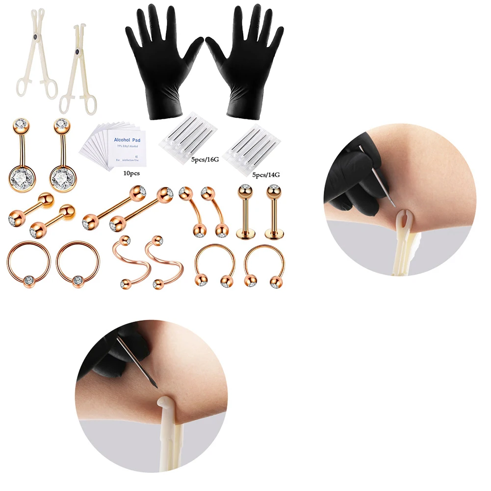 Belly Button Piercing Needle And Clamp