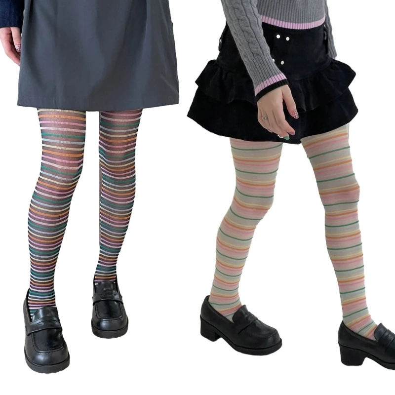 

Patterned Colorful Striped Pantyhose JK Thigh High Stockings for Women Y2K Tights Spring Fall Gothic Tights Pantyhose