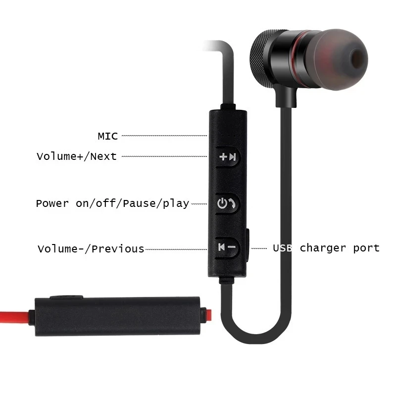 5.0 Bluetooth Earphone Sports Neckband Magnetic Wireless earphones Stereo Earbuds Music Metal Headphones With Mic For All Phones - купить по
