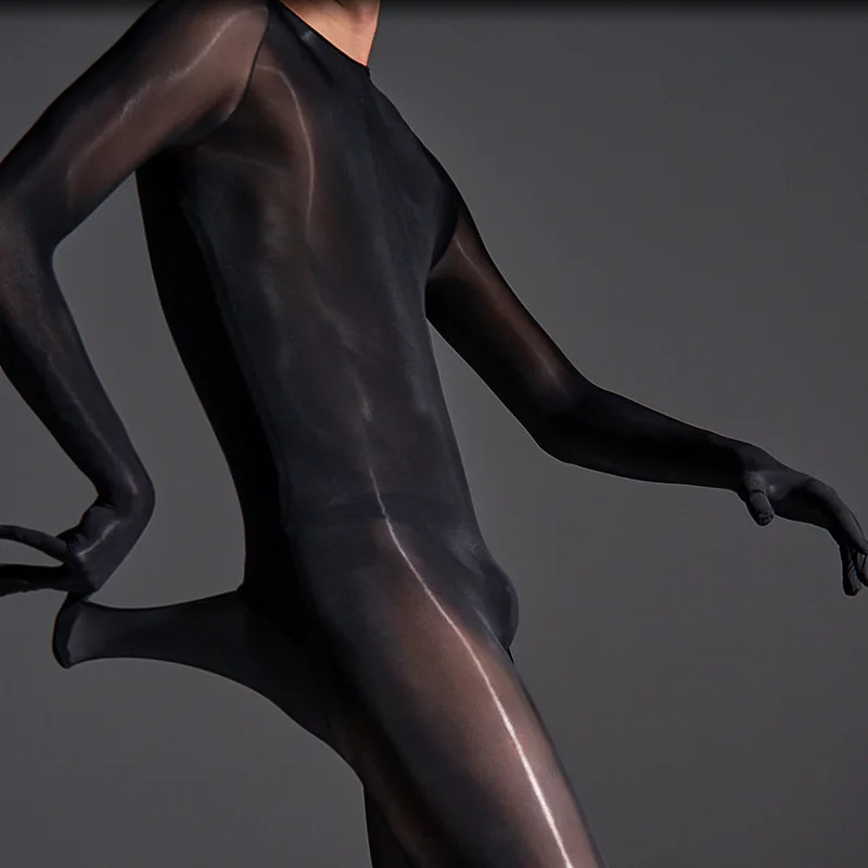 Сексуальные мужские ультратонкие прозрачные глянцевые чулки для тела чехол