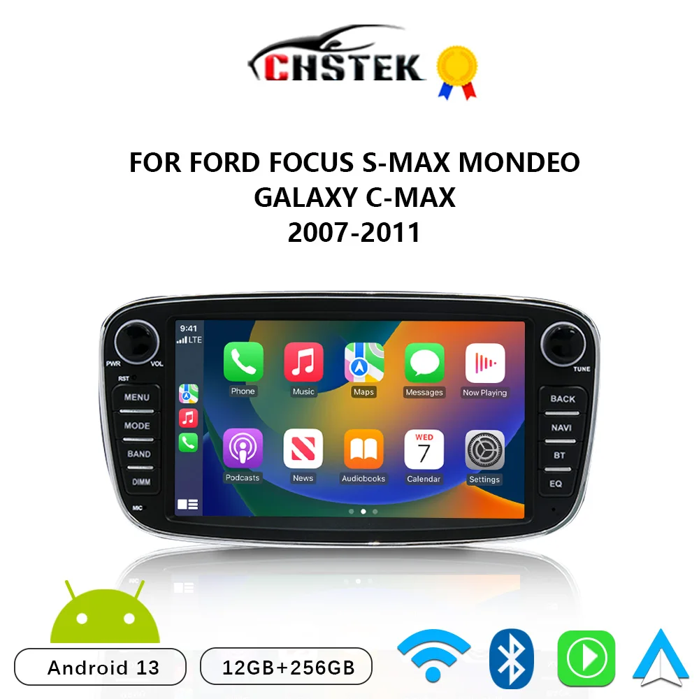 Автомобильный радиоприемник CHSTEK Android 13 Carplay для Ford Focus Galaxy Mondeo S-Max C-Max 2008-2011