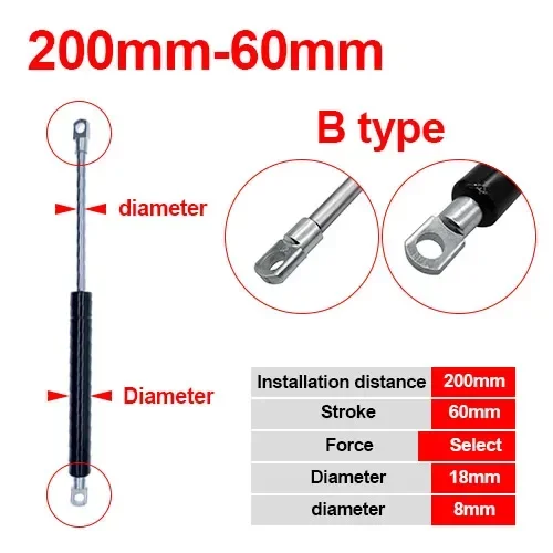 

18*8 стержень газовая пружина складной шарнир 50-280 Н/5 кг-50 кг усилие подъема опорное отверстие Центральное расстояние 100 мм ход расстояние мм