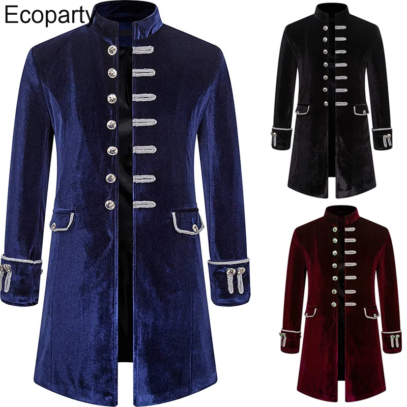 

Мужской винтажный Бархатный жакет в средневековом стиле в стиле стимпанк, костюм Викторианского Европейского благородного принца для косплея, наряды на Хэллоуин, карнавал, вечеринку