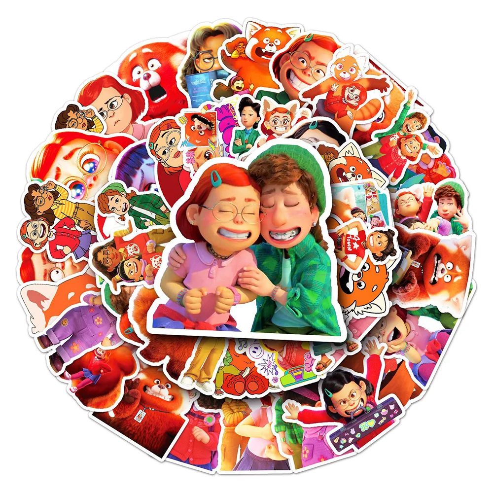 

10/30/50PCS Fun Disney Movie Turning Red Cartoon Stickers DIY Laptop Luggage Skateboard Graffiti Decals Fun for Kid Toys