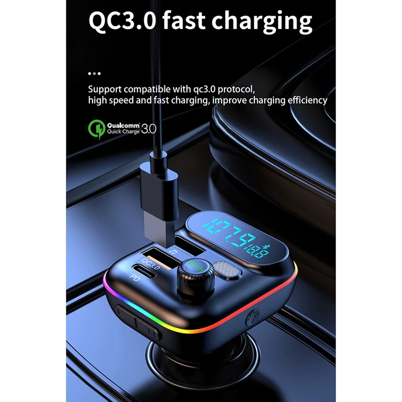 

Car MP3 Player Bluetooth FM Transmitter Car Mobile Phone Charger PD20W/USB QC3.0 Fast Charge U Disk Music Player