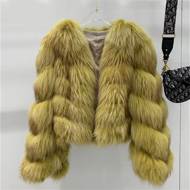 women Real red fox fur coat jacket overcoat lady fashion winter warm genuine natural fur luxury outwear