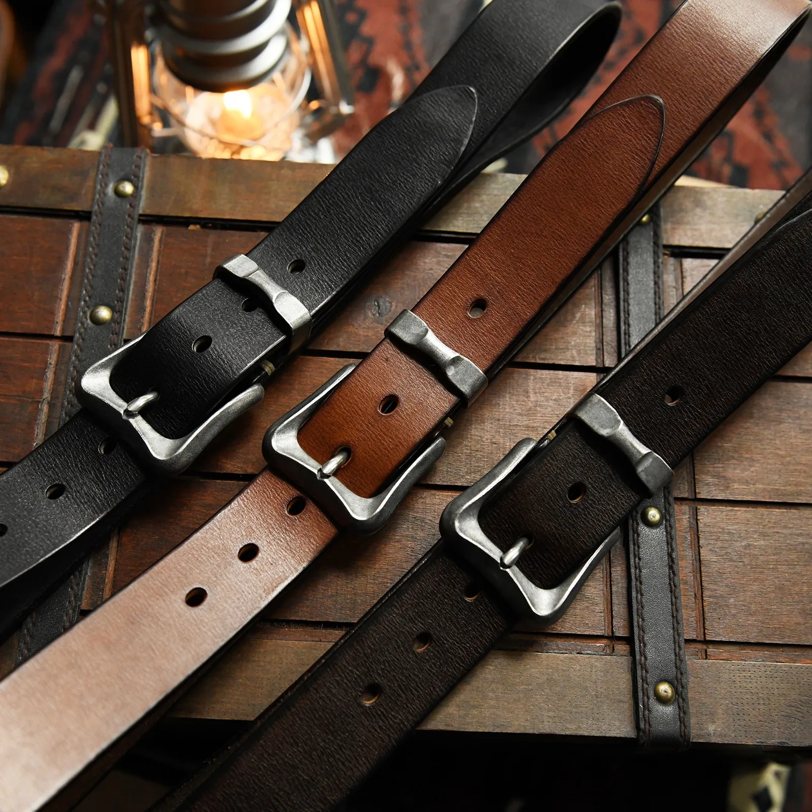 2023 Handmade High Quality Men's Leather Belt Personalized Pin Buckle Jeans Belt Retro Casual Top Cowhide Designer Men's Belt