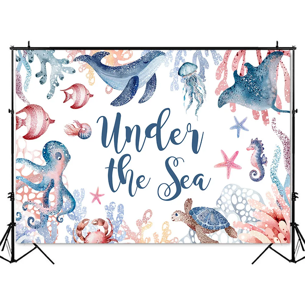 Фон для фотосъемки с изображением морского пола организма русалки фотореквизит