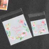 100pcs thank you plastic bags transparent self adhesive bags for wedding party gift bag cookiecandy bag packaging storage bags