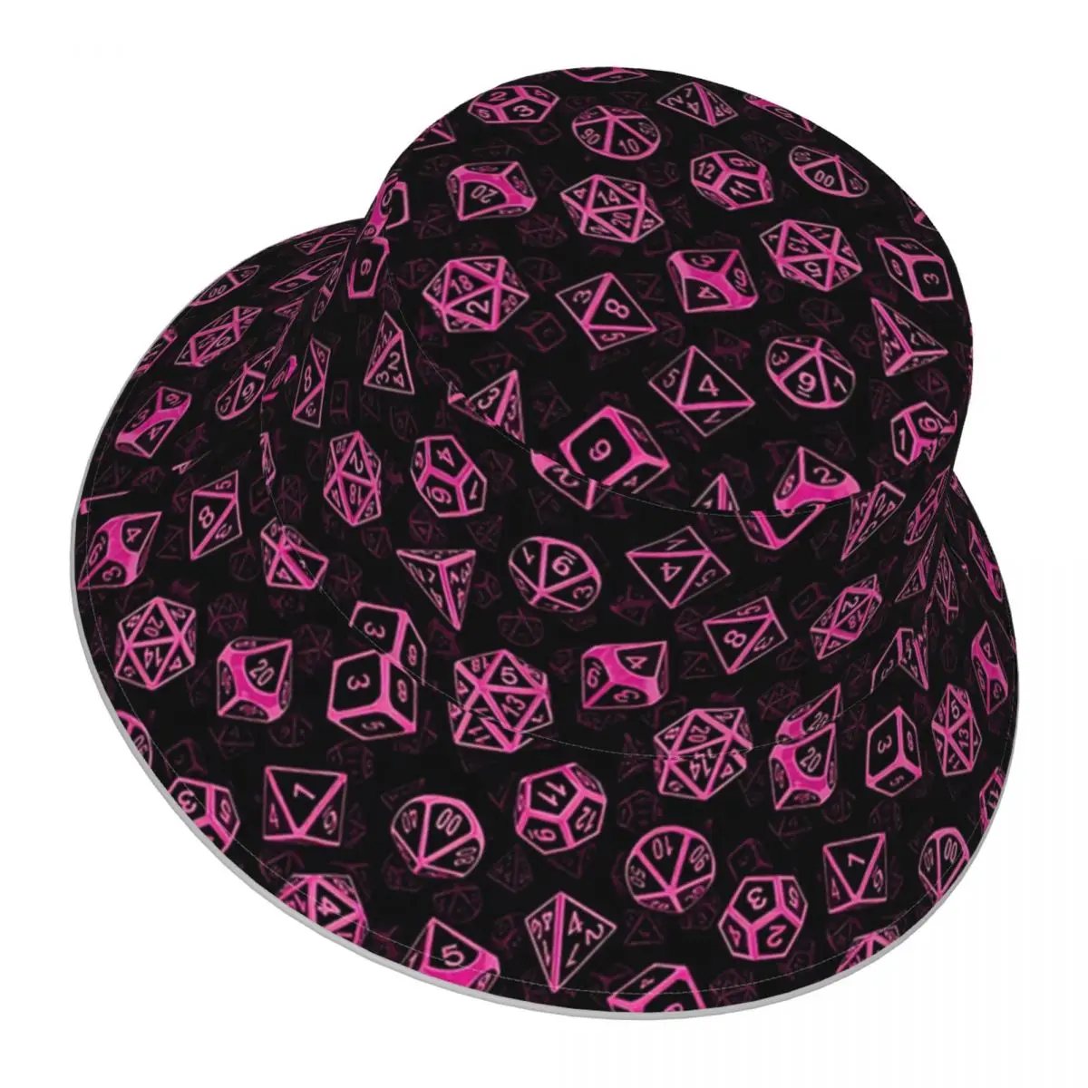 

D20 Dice Set Pattern (Pink) reflective Bucket Hat Men Women Bucket Hat Outdoor Sunscreen Beach Hat Sun Hiking Fishing Cap