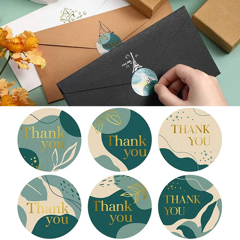 

500pcs/Roll Holiday Decor Sticker Wedding Party Gifts Stickers Thank You Sticker Baking Label Birthday Gift Box Sticker 1/1.5 In