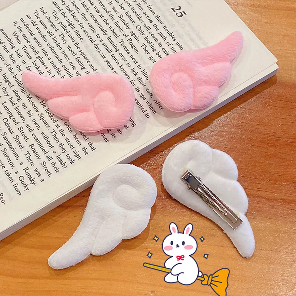 

1 Pair of Hairpins Angel Wings Cartoon Lovely Plush Non Slip Bobby Pins Hair Clips Barrettes Headdress for Girls Toddlers Childr