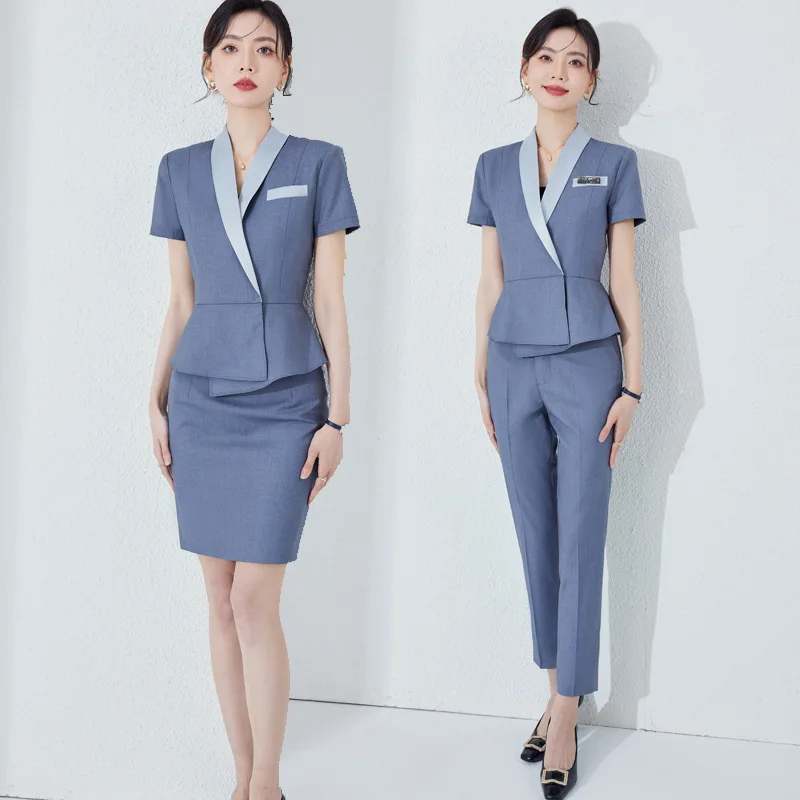 Высококачественный женский летний костюм одежда для работы на передней панели
