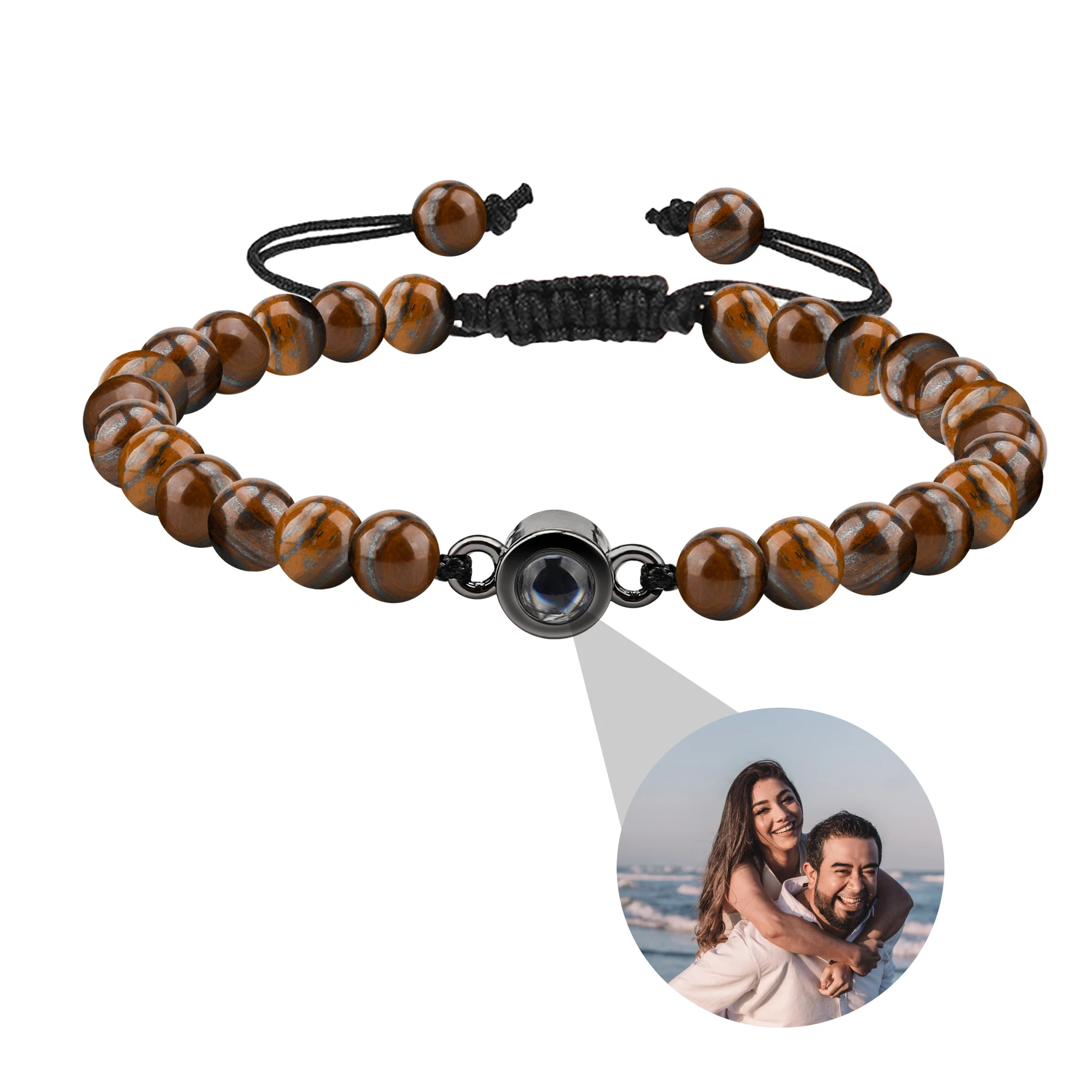 

Custom Bracelets For Men Picture Bracelet Personalized Photo Men Tiger Eeye Bracelet Birthdasy Christmas Fathers Day Gift for Me