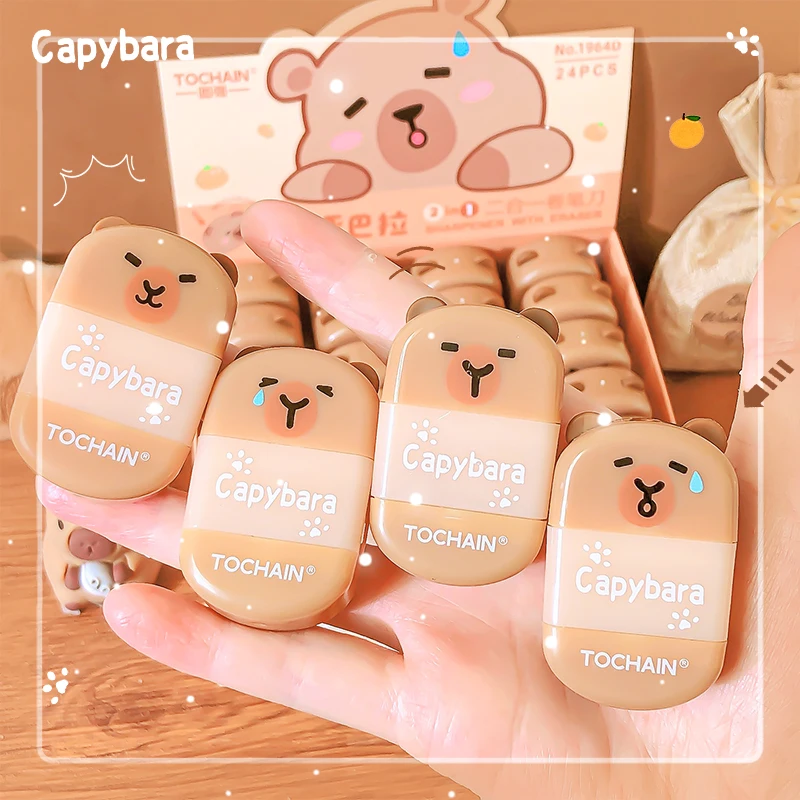 Kawaii канцелярские товары, подарок учителю школы, канцелярские товары, класс обратно в школу, капибара, резиновые забавные ластики, точилка (art.: 3920cdac1cb47) - 3920cdac1cb47