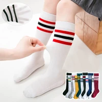 child boy football socks striped colored rainbow knee socks cotton school white long sock for kids girls baby boy children 1 12t
