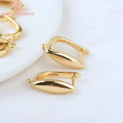 Латунные серьги-гвоздики с конским глазом, 24К, 6 шт.