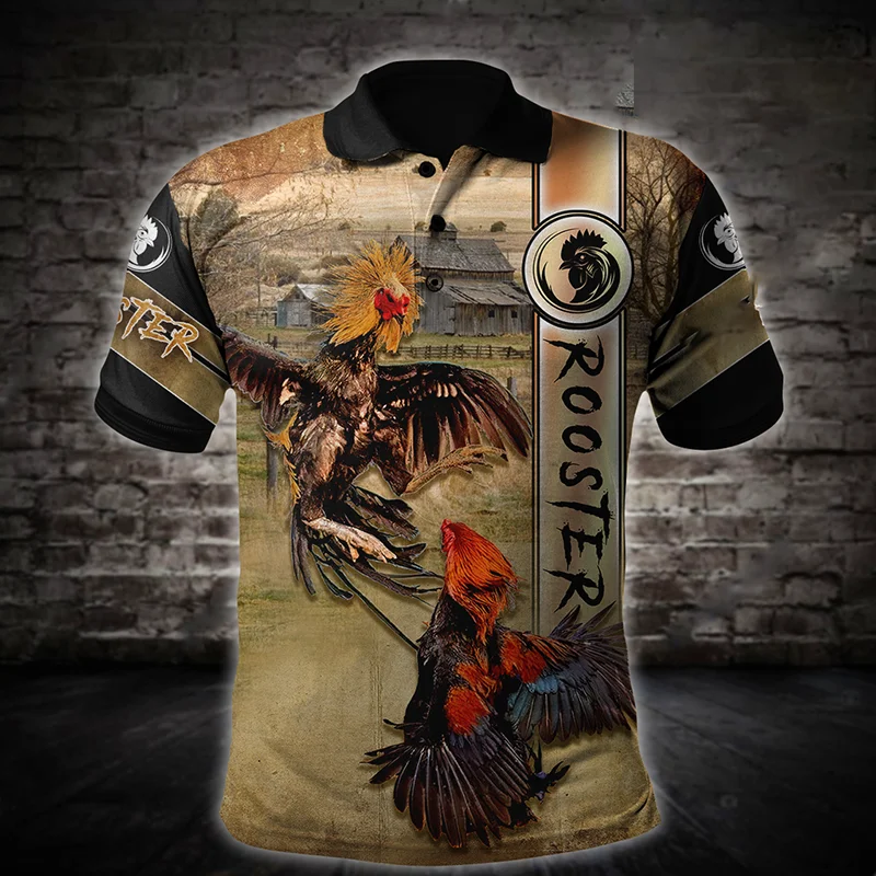 

Мужская рубашка-поло с 3D-принтом, коротким рукавом и 3D-принтом