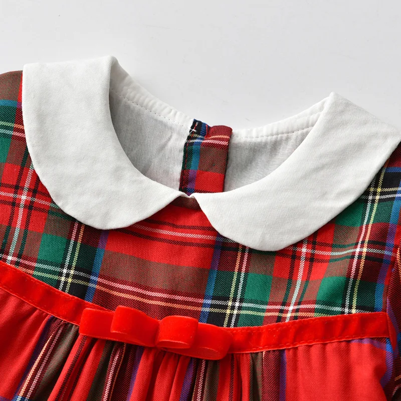 Spring and Autumn Children's Dresses Infant Red Plaid Dresses Baby Girl Clothing Outing Toddler Girl Fall Clothes Princess Dress