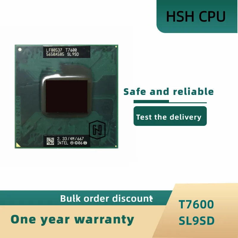 

Процессор Intel Core 2 Duo T7600 SL9SD 2,3 ГГц двухъядерный двухпотоковый ЦПУ 4 Мб 34 Вт Разъем M / mPGA478MT