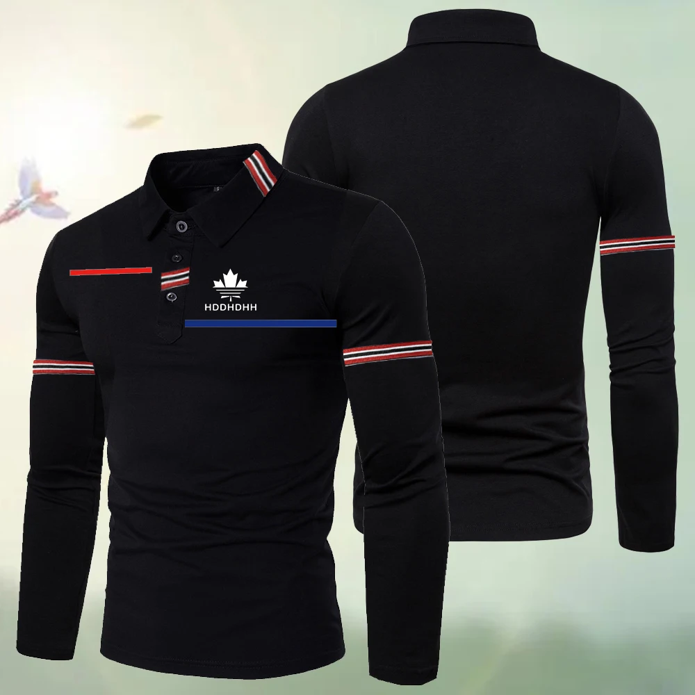 HDDHDHH брендовый принт весенне-осенняя мужская рубашка-поло с длинными рукавами