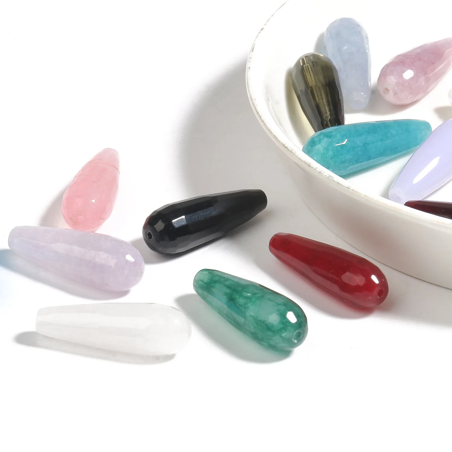 2pcs Natural Raw Stone DIY Jewelry Accessories Loose Beads Beaded Semi-Precious Stones Smooth Water Drop Vertical Hole Beaded