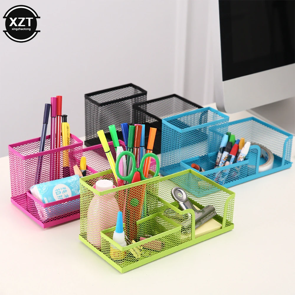 3 in 1 Desktop Stationery Storage Box Creative Metal Pencil Holder Pencils File Organizer Office Supplies Desktops Decorations