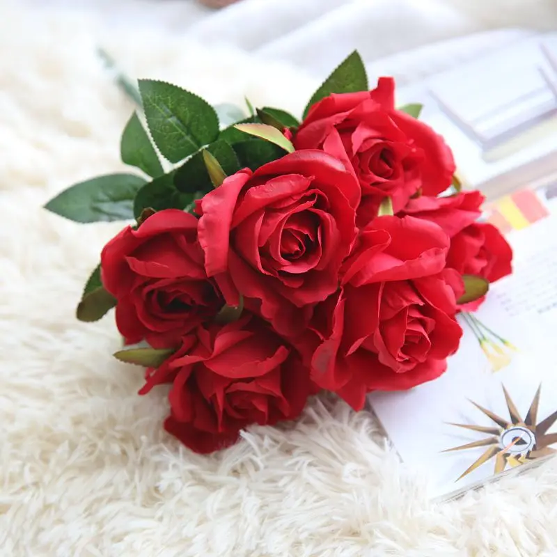 

7 Heads/Bunch Artificial Flower Rose Bouauet Home Wedding Decor Silk Flowers For Part Decoration