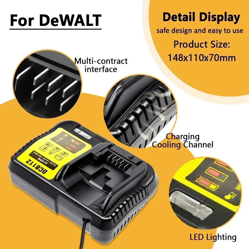 Обновленная версия 2026 года: Литиевая батарея DEWALT 20V 6Ah 12Ah + зарядное устройство DCB1104 для замены инструментов DCB115 DCB118 (art.: 3920d7eafd4df) - 3920d7eafd4df