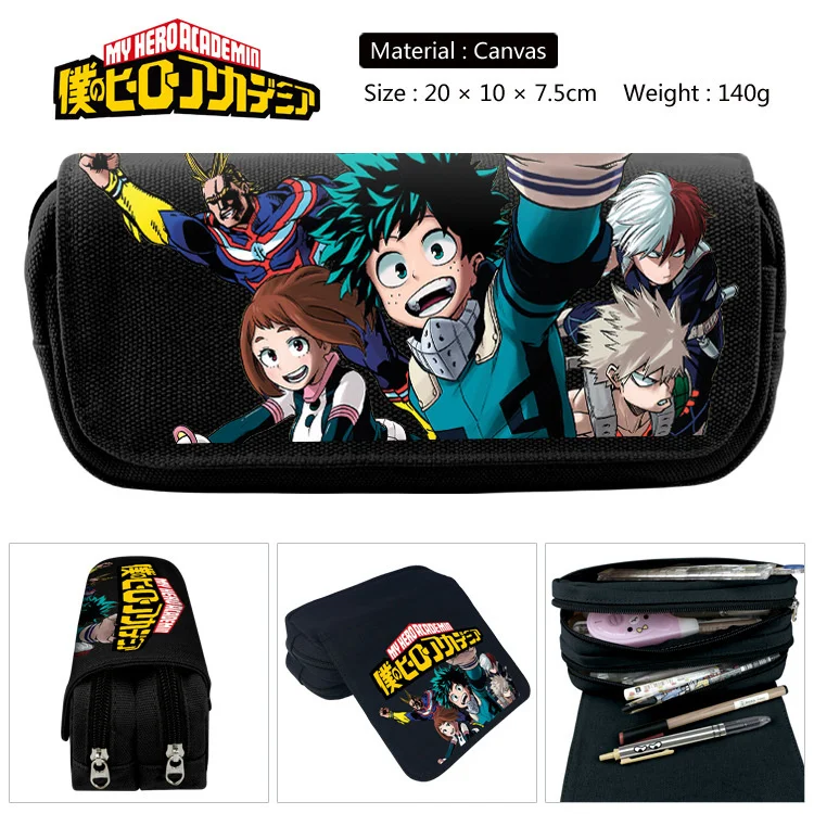 

My Hero Academia Pen Bags Double Zipper School Pencil Case Box Cosmetic Makeup Bag Storage Bag Purse Wallet Gift