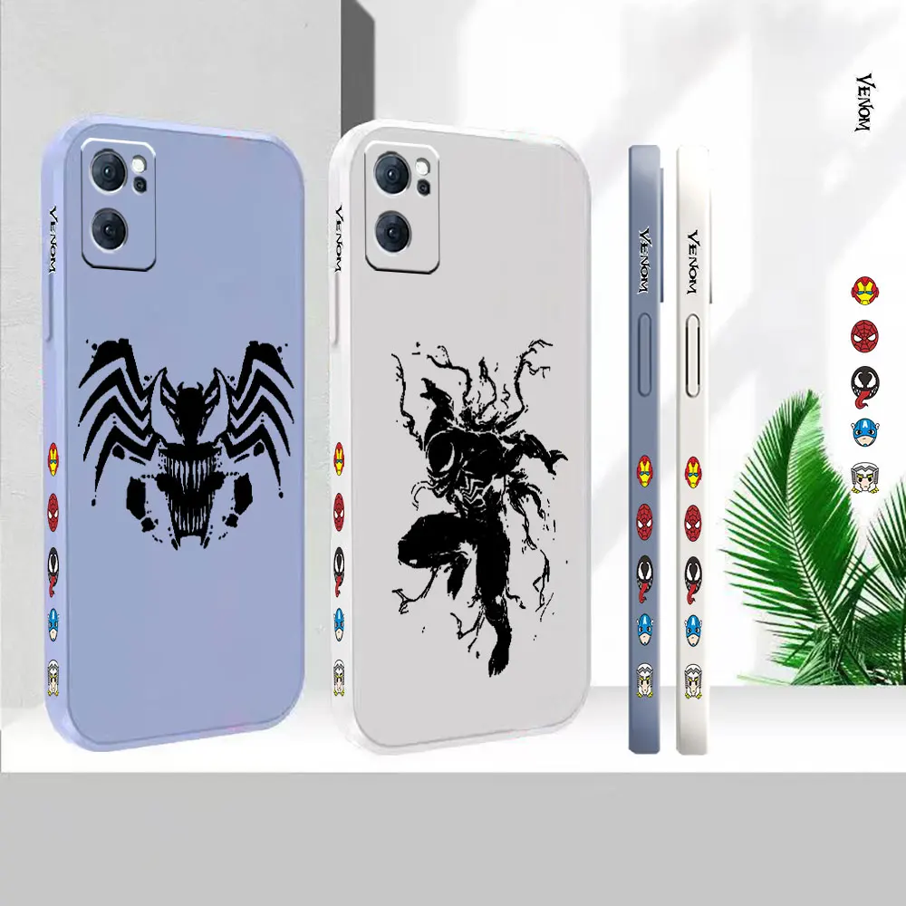 

Liquid Silicone Case For Oppo Reno 9 8 7 7SE 6 5 4 4SE 3 Pro Plus 4G 5G Cover Marvel Comics Venom Logo Colour Fundas Cqoues Capa