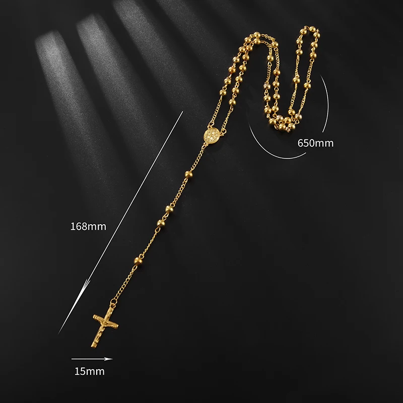 

Classic Retro Personality Cross Rosary Pendant Necklace Jesus Religious Faith Amulet Jewelry Accessories Gift