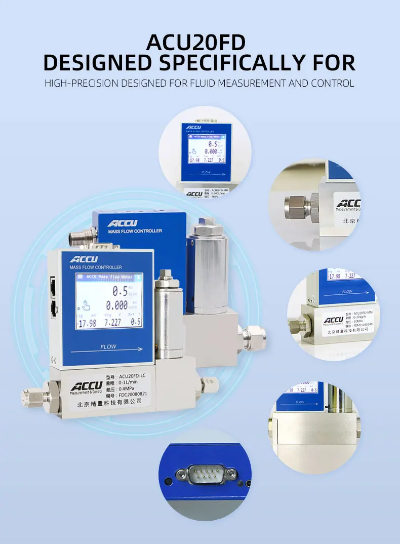 Фото Профессиональный производитель 0 ~ 3000slm газовый/N2/H2/O2/Ar/He/CH4/CO2/воздушный массовый расходомер с RS485 для управления расходом №3