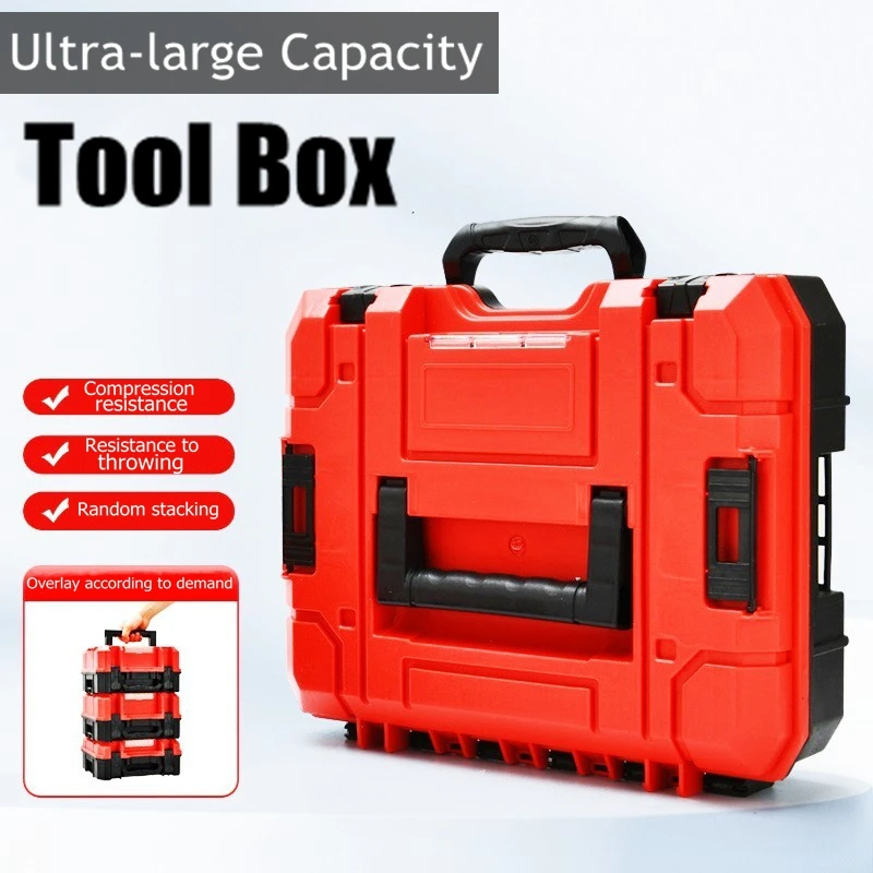 

Stackable Toolbox Plastic Hard Suitcase Protable Large Capacity Storage Tool Case Screw Bits Hardware Parts Tool Box Organizer