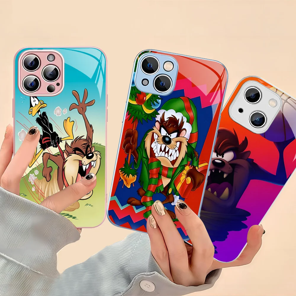 Cartoon T-Taz-Manias T-Tasmanians Phone Case Tempered Glass For Iphone 14 13 12 11 Pro Mini XS MAX 14Plus X XR Fundas