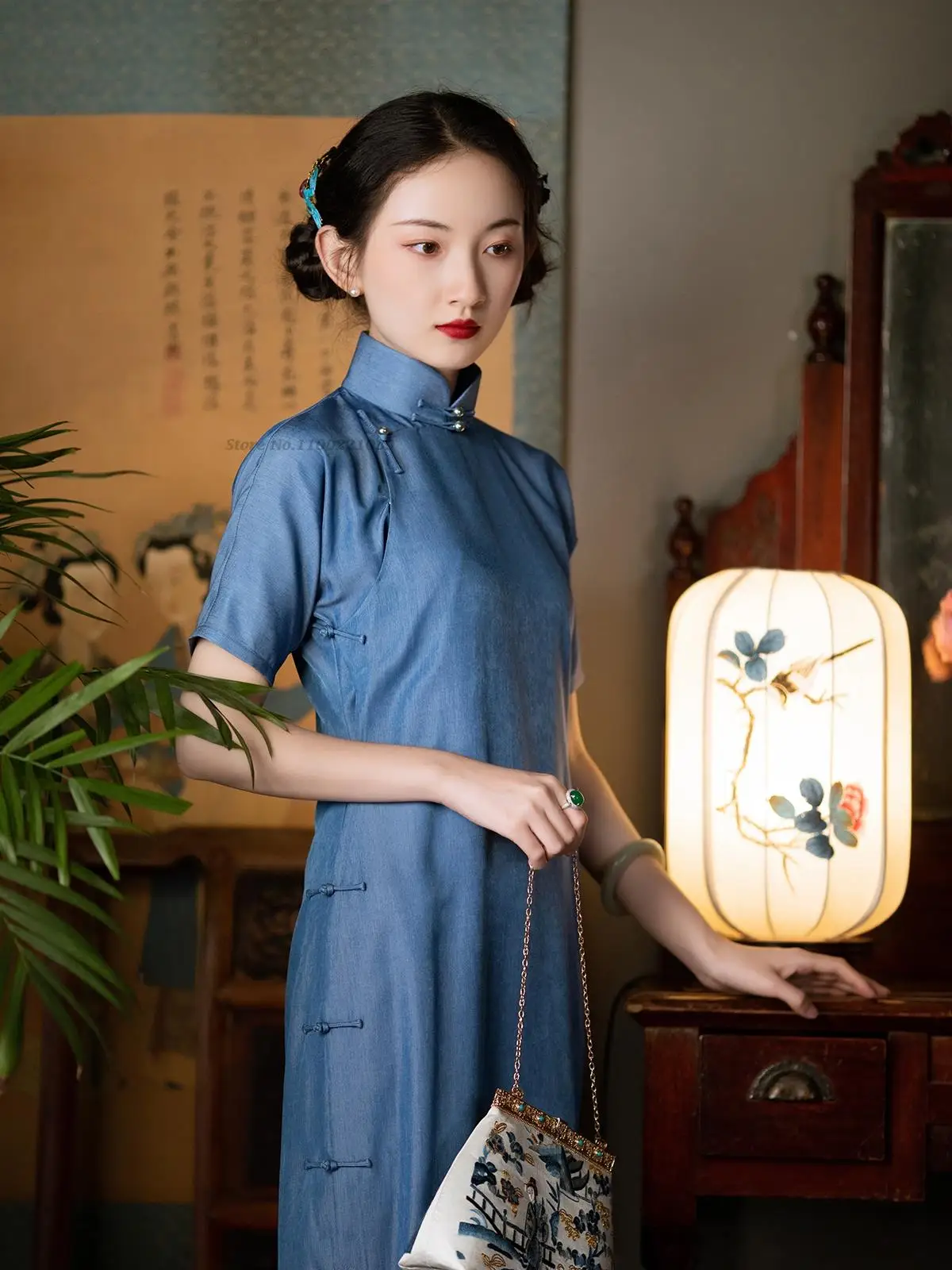 

2022 vintage loose qipao elegant women national cheongsam dress folk style traditional chinese qipao dress elegant party dress