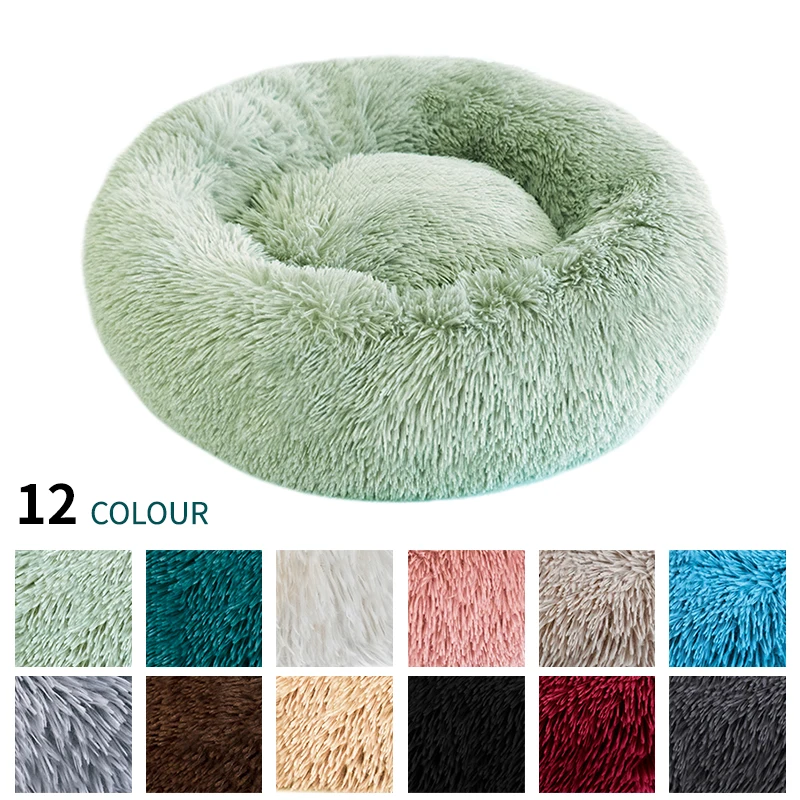 

Super Soft Dog Bed Long Plush Donut Round Dog Kennel Comfortable Fluffy Cushion Mat Winter Warm For Dog Cat House EU Warehouse