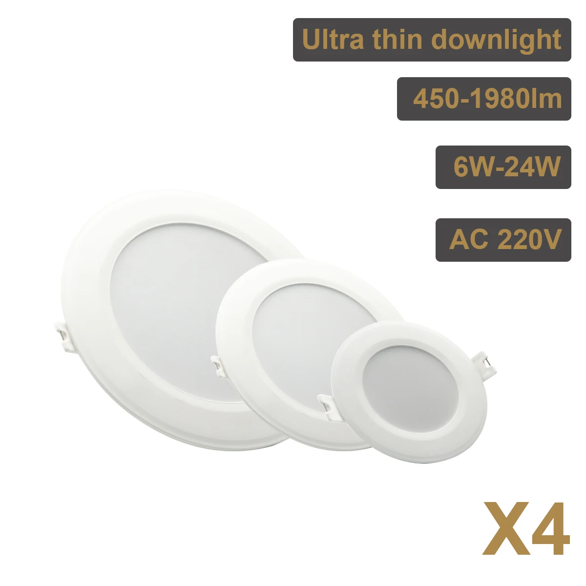 4PCS LED Downlight White Ceiling 6W 10W 14W 17W 20W 24W AC 220V 230V 240V led downlight Cold Warm white led light for Bedroom