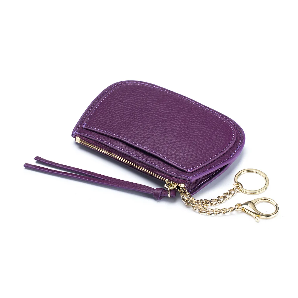 

Women's Zero Wallet Leather Mini Key Chain Zipper Style Coin Change Wallet Wristlet Purses Girls Purse Small Pouch Wholesale