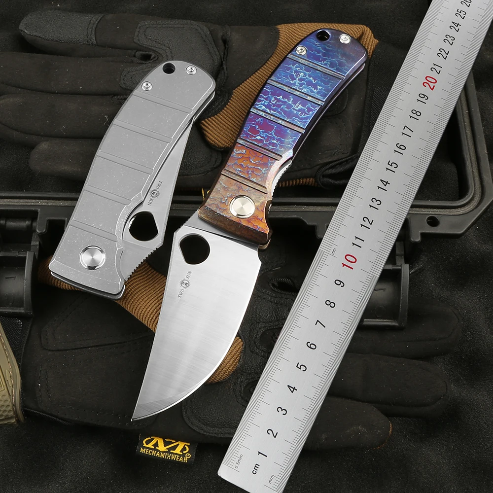 Два складных ножа SUN TS408 14C28N лезвие Тактический TC4 рукоятка из титанового сплава походные инструменты для выживания повседневного использования