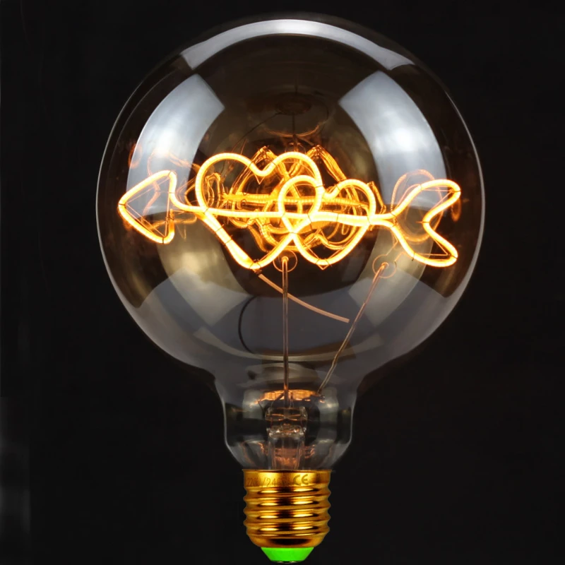 Retro LED Love Letter Lamp G125 Edison Bulb Night Lights Yellow Galss Shell for Home E27 Vintage Incandescent Bulb Edison Lamp