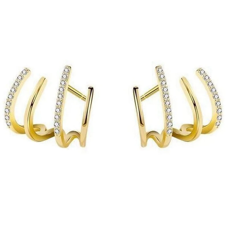 

1 Pair of U-Shaped Four-Row Ear Studs Simple and Niche Unique Personality Earrings All-Match Earrings