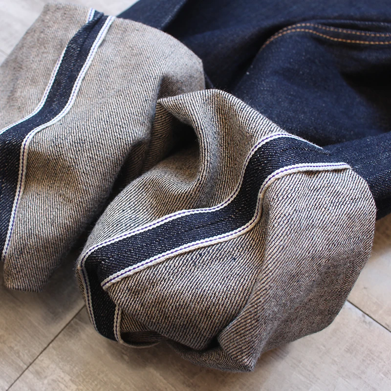 Red cloth jeans men's heavy washed small straight Japanese retro dark tough denim trousers