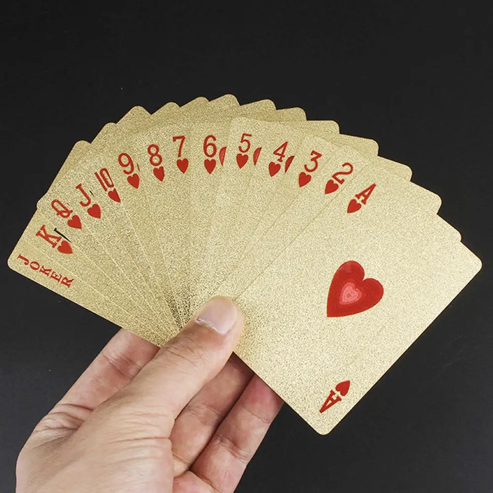 24K Gold Playing Cards Plastic Poker Game Waterproof Playing Cards Magic Cards Board Game Family Home Gift
